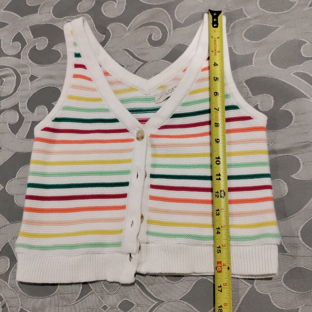 Rainbow Button-Up Cropped Sweater Vest from LOFT - Picture 6 of 6
